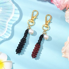 Подвеска из стеклянного бисера в виде бейсбольной биты, Поворотные застежки из сплава, подвески для украшений сумок