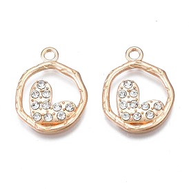 Alloy Pendants, with Crystal Rhinestone, Cadmium Free & Nickel Free & Lead Free, Heart Charms