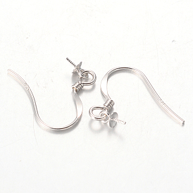 Ganchos de ley pendiente de plata, con fianza colgante para cuentas medio perforadas, 15x10 mm, agujero: 2 mm, pin: 0.6 y 1 mm