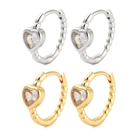 Латунные серьги обруча, с кубического циркония, без кадмия и без свинца, долговечный, сердце