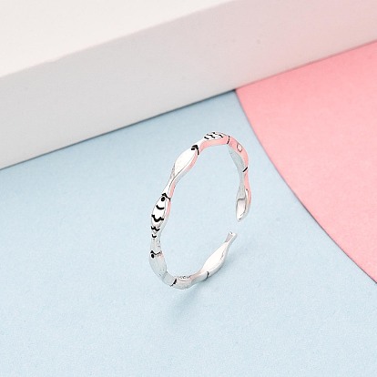 925 открытые кольца-манжеты из стерлингового серебра для женщин, рыба, с печатью s925