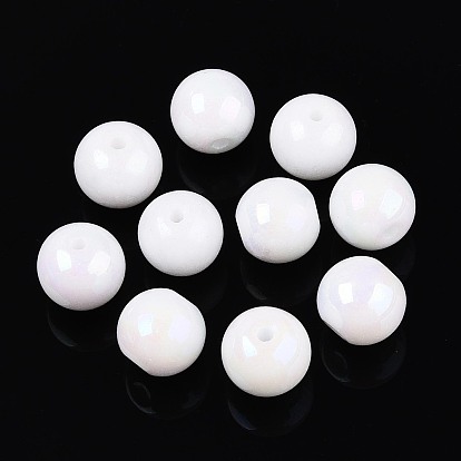 Гальванизированные круглые стеклянные бусины нити, с покрытием AB цвета