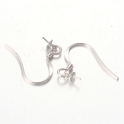 Ganchos de ley pendiente de plata, con fianza colgante para cuentas medio perforadas, 15x10 mm, agujero: 2 mm, pin: 0.6 y 1 mm
