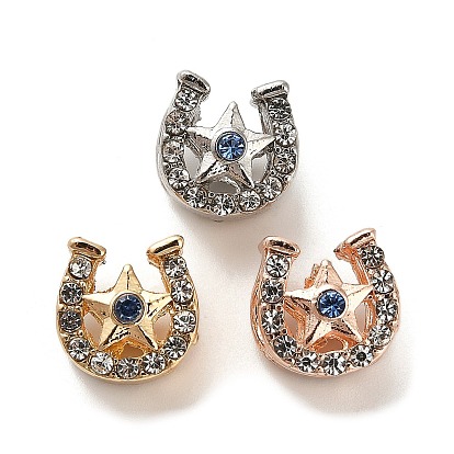 Европейские бусины, сплав, стразы , бусины с большим отверстием, подкова со звездой