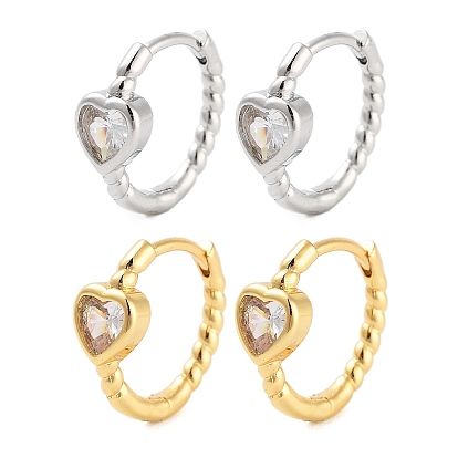 Латунные серьги обруча, с кубического циркония, без кадмия и без свинца, долговечный, сердце