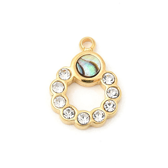 Подвески-кольца из натуральной ракушки пауа, с 304 фурнитурой из хрусталя и страз из нержавеющей стали, ионное покрытие (ip)