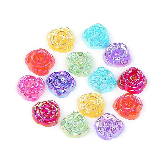 Acrylic Cabochons, AB Color Plated, Rose