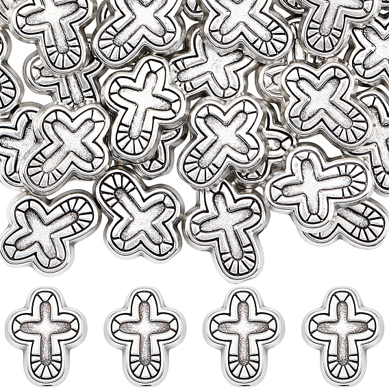 50Pcs Tibetan Style Alloy Beads, Cross