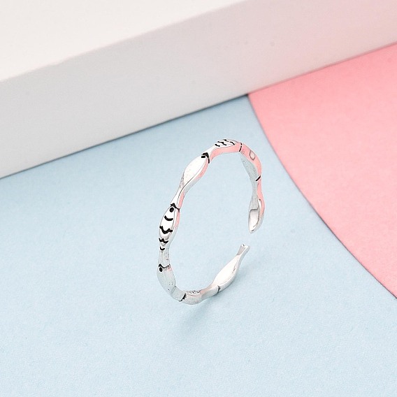 925 открытые кольца-манжеты из стерлингового серебра для женщин, рыба, с печатью s925