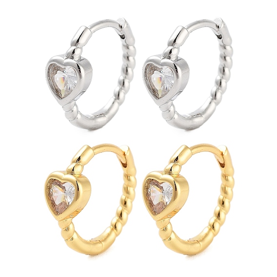 Латунные серьги обруча, с кубического циркония, без кадмия и без свинца, долговечный, сердце