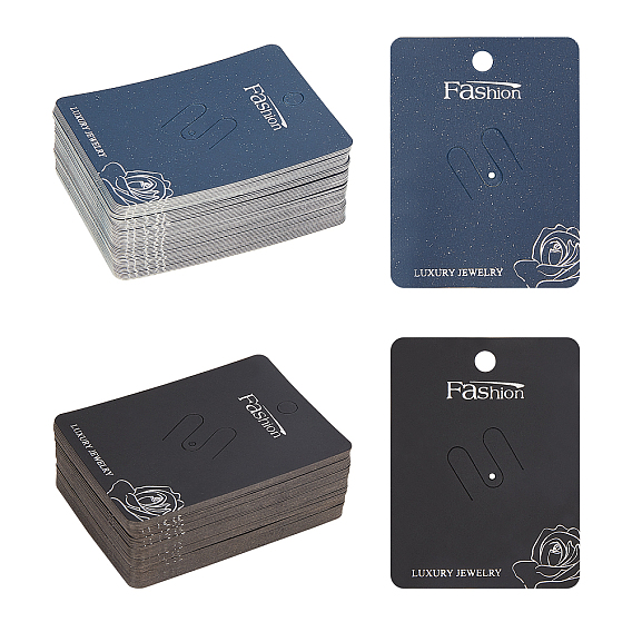 100 Pcs 2 Colors Paper Brooch Display Cards, Rectangle