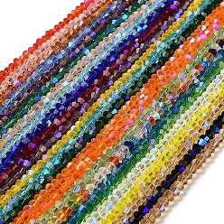 Transparent Electroplate Glass Beads Strands, AB Color Plated, Faceted, Bicone