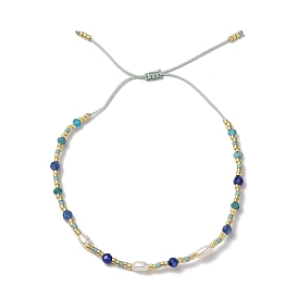 Bracelets tressés en perles de rocaille miyuki et kyanite naturelle, avec cordon en nylon
