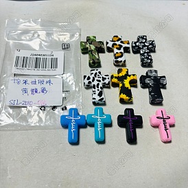 10Pcs 10 Styles Cross Silicone Focal Beads, Silicone Teething Beads