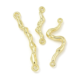 Alloy Connector Charms, Textured Wavy Bar Links