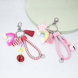 Rainbow Keychain for Girls - Cute Soft Clay Charm with Lollipop Design