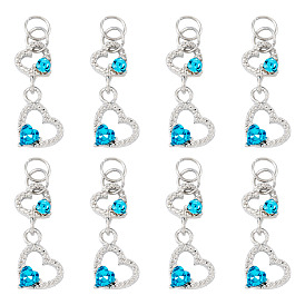 15 шт. подвески в форме сердца из сплава стекла, с 304 фурнитурой из нержавеющей стали, платина