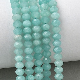 Природных амазонит бисер нитей, рондель, граненые