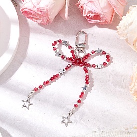 Стеклянные бусины с 304 подвесками из нержавеющей стали и поворотными застежками из сплава, бантом