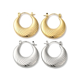 304 Stainless Steel Hoop Earrings for Women, Double Horn