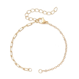 Изготовление браслета из латунной цепочки и скрепок, с 304 из нержавеющей стали Lobster Claw застежками