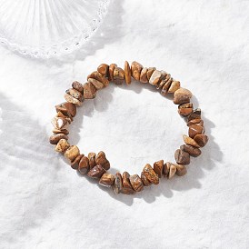 Натуральная картина яшма бусины эластичные браслеты для мужчин и женщин, самородки