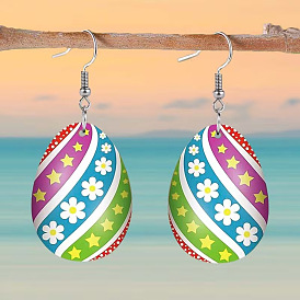 Акриловые серьги-подвески в виде пасхальных яиц, платина