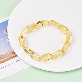 Браслеты из натурального янтаря с эластичными бусинами для мужчин и женщин, самородки