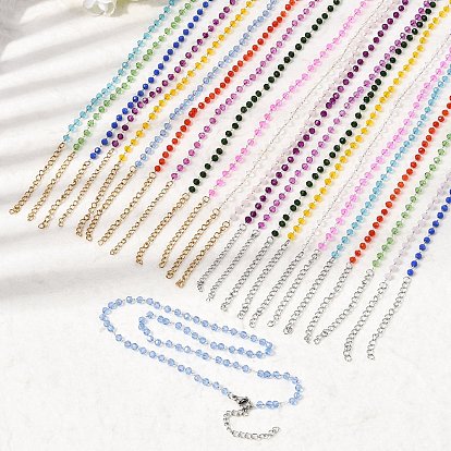 304 Ожерелье из нержавеющей стали с гранеными стеклянными бусинами-ронделями, цепочка ручной работы с камнями-талисманами, символизирующими месяц рождения, для женщин.