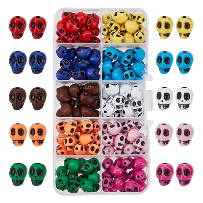 160Pcs 10 Colors Opaque Acrylic Beads, Skull