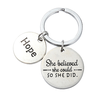 304 брелок из нержавеющей стали, литыми кольцами, плоско-круглые