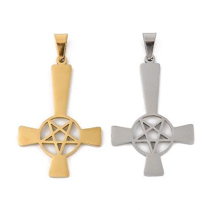 304 подвески из нержавеющей стали, христианский перевернутый крест со звездой в качестве подвески, Крест Святого Петра