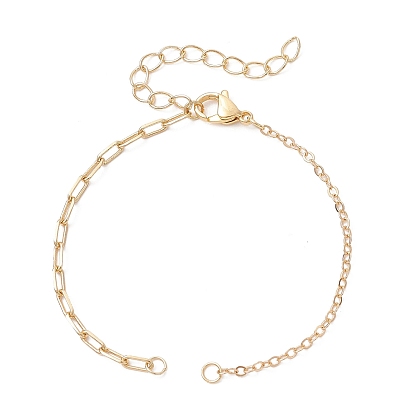 Изготовление браслета из латунной цепочки и скрепок, с 304 из нержавеющей стали Lobster Claw застежками