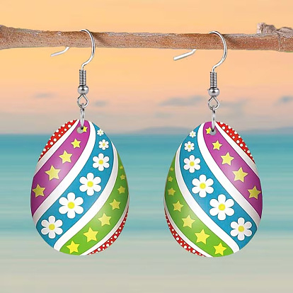 Акриловые серьги-подвески в виде пасхальных яиц, платина