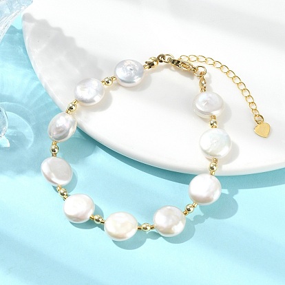 Женские браслеты из натуральных круглых бусин с жемчугом кеши, со стеклянными бисеринами