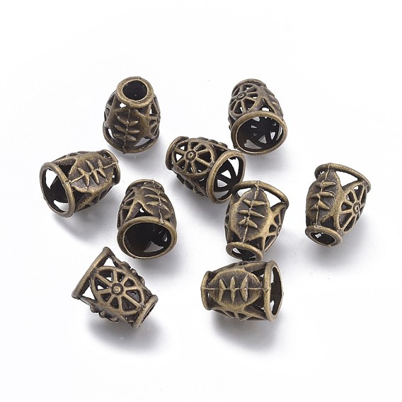 Tibetan Style Alloy Bead Cones, Apetalous, Cone, with Cart-wheels Pattern
