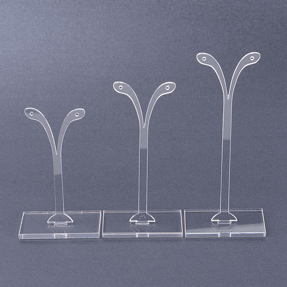 Пластиковый дисплей серьги, стойка дисплея серег формы ростка фасоли, ювелирные изделия древостой стенд, из трех частей, 38x80 мм, 38x100 мм, 38x120 мм