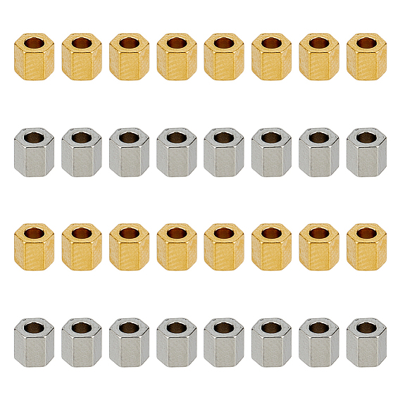60шт. 2 цвета 304 разделительные бусины из нержавеющей стали, шестиугольник