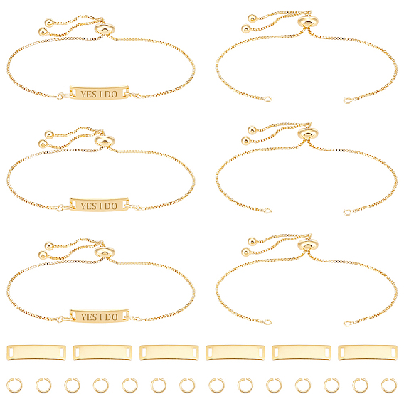 Набор для самостоятельного изготовления браслета из латунных звеньев в форме прямоугольника