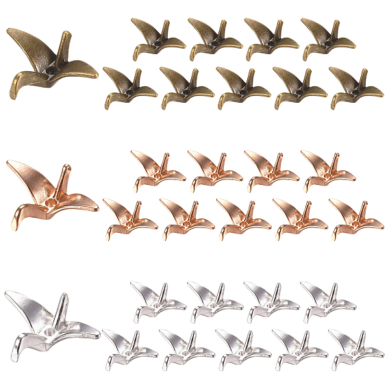 30Pcs 3 Colors Alloy Beads, Paper Crane