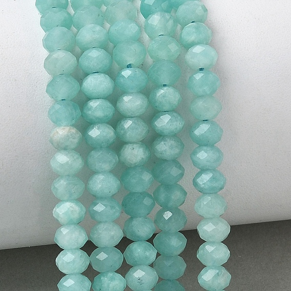 Природных амазонит бисер нитей, рондель, граненые