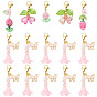 15Pcs 6 Styles Glass & Seed Beads Pendant Decorations, with Lobster Claw Clasps