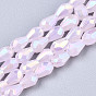 Electroplate Glass Beads Strands, AB Color Plated, Imitation Jade Glass, Faceted Teardrop
