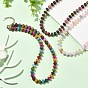 Rainbow Color Dyed Natural White Jade Rondelle Beaded Necklaces with Glass Seed Beads for Women, Golden
