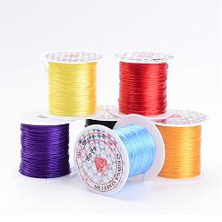 Flat Elastic Crystal String, Elastic Beading Thread, for Stretch Bracelet Making, 0.8mm, about 10.93 yards(10m)/roll, 25rolls/bag