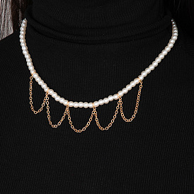 Fashion Pearl Chain Necklace - Minimalist, Versatile, Elegant Collarbone Necklace for Women.