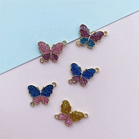 Alloy Enamel Butterfly Connector Charms, Golden