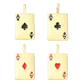 8шт. 4 стили, стойка, покрытие, латунь, кубический цирконий, подвески, с эмалью, прямоугольник с подвесками в виде игральных карт, долговечный, без свинца и без кадмия