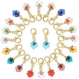 2 наборы кубических стеклянных подвесных украшений, подвески с застежкой-лобстером, подвески на клипсах, для брелка, кошелек, украшение для рюкзака, маркер стежка