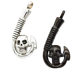 Stainless Steel Skull Fish Hook Urn Ashes Necklaces, Cable Chain Necklaces for Women Men